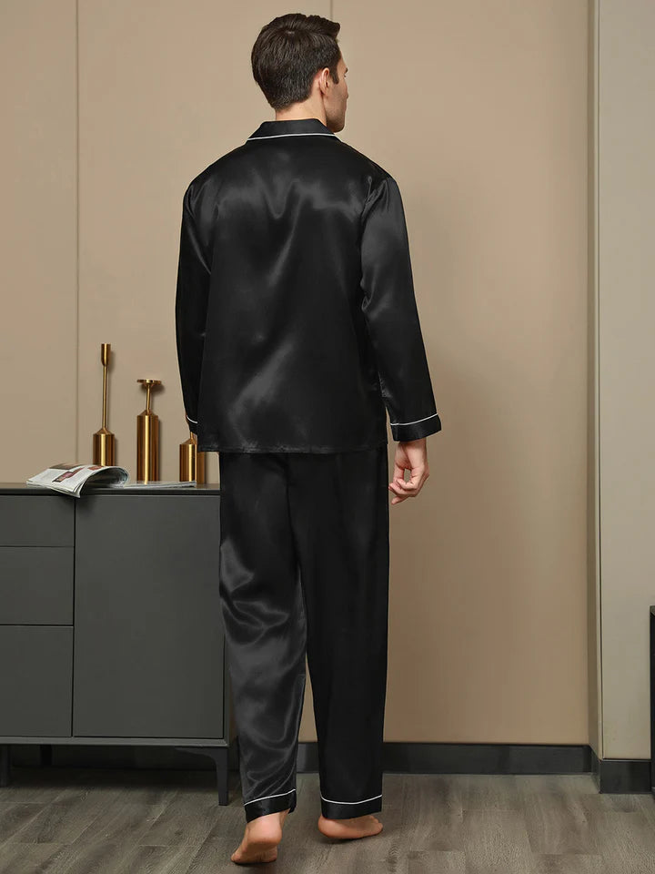 Silk Pajamas set for men-Black