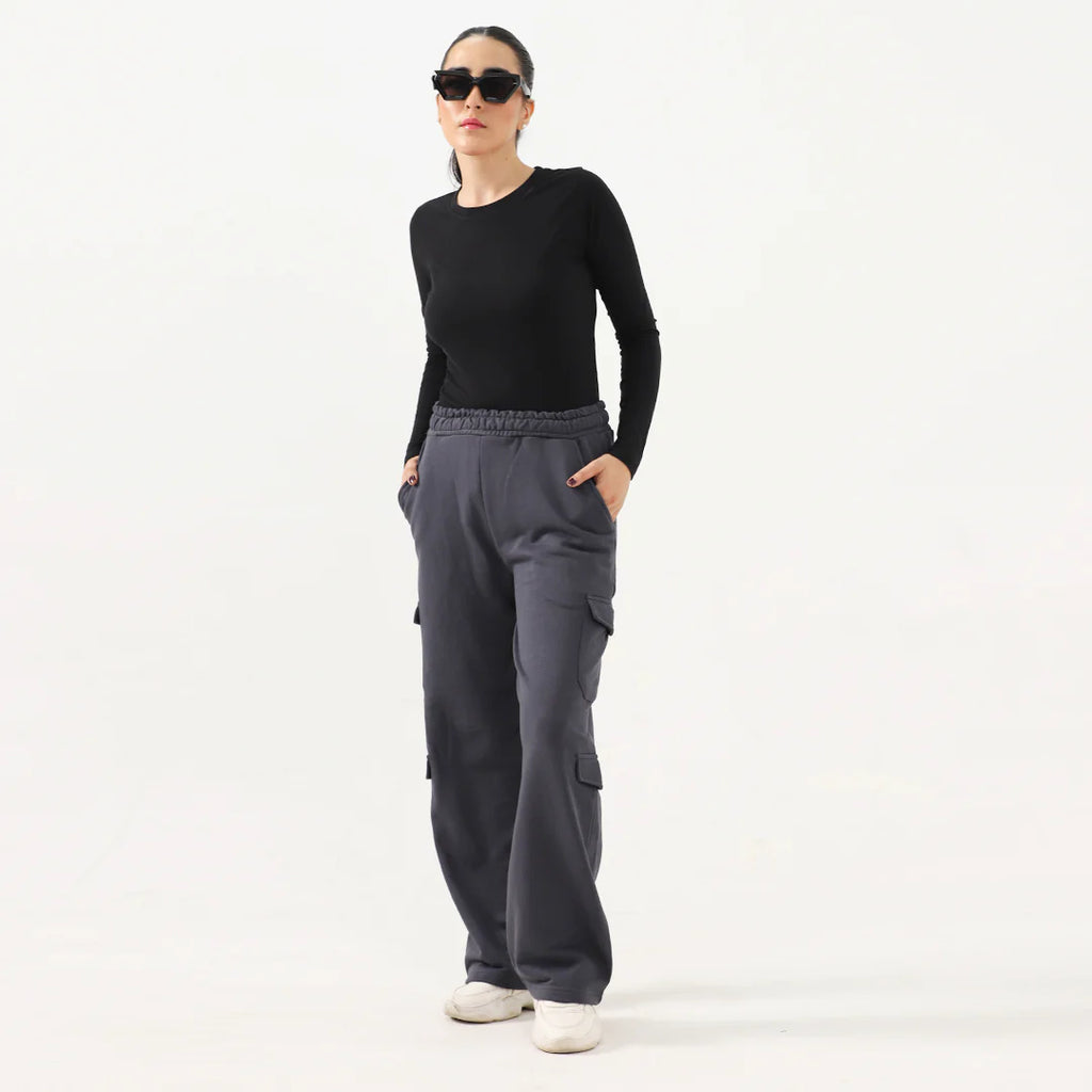 Poly cotton Full Sleeves plain T-Shirt For Women-Black