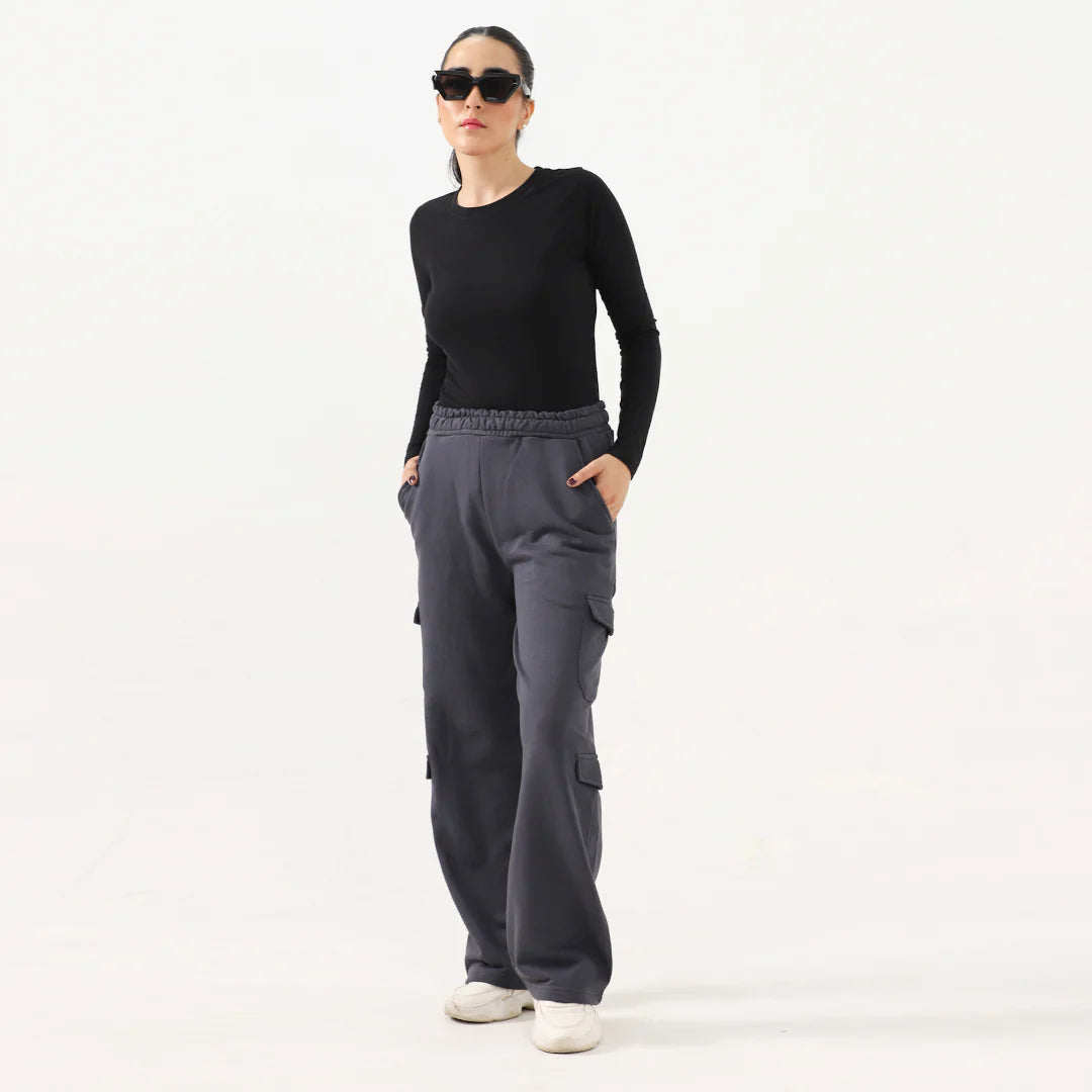 Poly cotton Full Sleeves plain T-Shirt For Women-Black