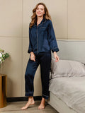 Navy blue Silk Pj Set For Women
