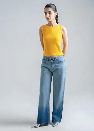 Poly cotton Tank Top For Women yellow
