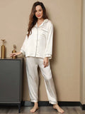 White Silk Pj Set For Women