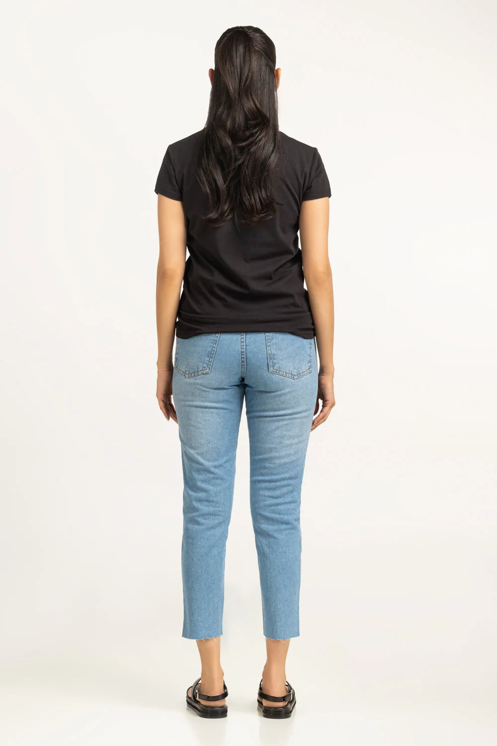 Poly cotton Half Sleeves plain T-Shirt For Women-Black